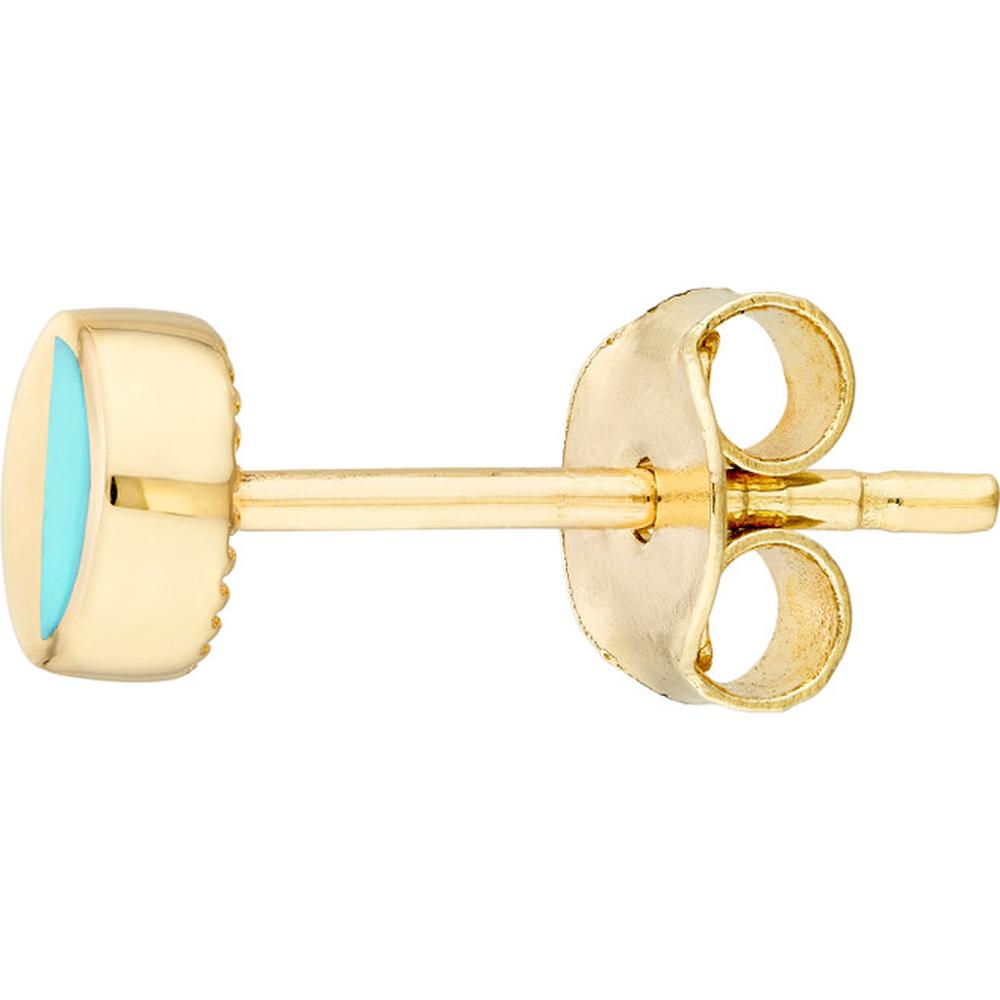 Olas d'Oro - 14K Yellow Gold 5mm Round Turquoise Enamel Stud Earrings