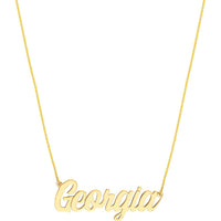 Olas d'Oro - 14K Yellow Gold 5mm Script Nameplate Necklace with Custom Engraving