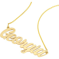 Olas d'Oro - 14K Yellow Gold 5mm Script Nameplate Necklace with Custom Engraving