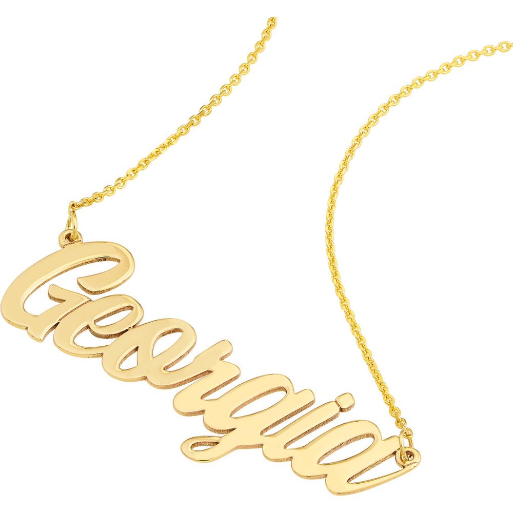Olas d'Oro - 14K Yellow Gold 5mm Script Nameplate Necklace with Custom Engraving