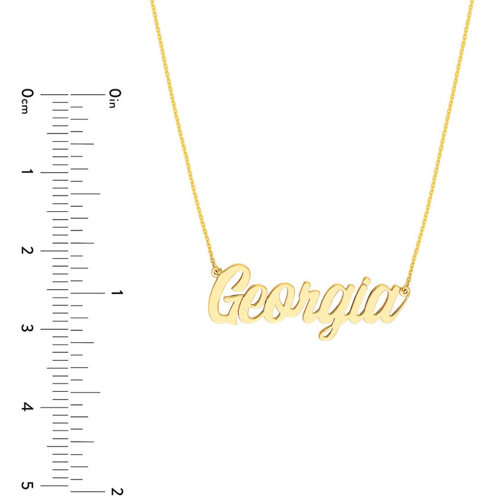 Olas d'Oro - 14K Yellow Gold 5mm Script Nameplate Necklace with Custom Engraving