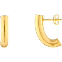 Olas d'Oro - 14K Yellow Gold 5mm Small Round J Hoop Earrings - 2.15 Grams Total Weight