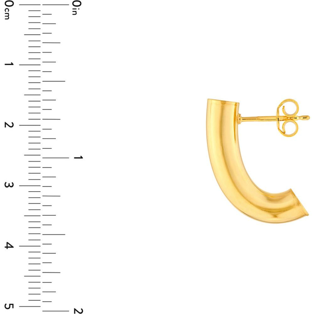 Olas d'Oro - 14K Yellow Gold 5mm Small Round J Hoop Earrings - 2.15 Grams Total Weight