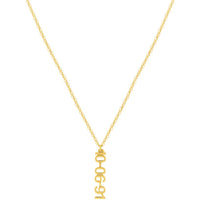 Olas d'Oro - 14K Yellow Gold 5mm Vertical Block Numeral Pendant Necklace