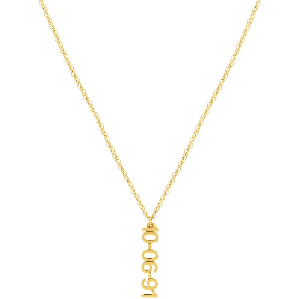Olas d'Oro - 14K Yellow Gold 5mm Vertical Block Numeral Pendant Necklace
