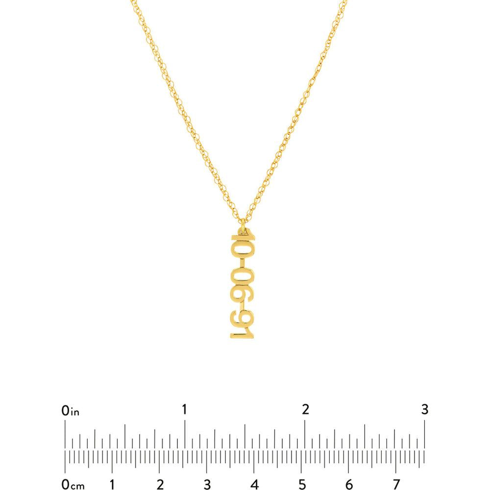 Olas d'Oro - 14K Yellow Gold 5mm Vertical Block Numeral Pendant Necklace