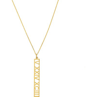 Olas d'Oro - 14K Yellow Gold 5mm Vertical Roman Numeral Pendant Necklace