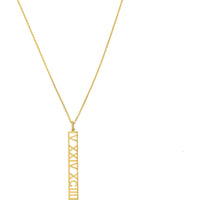 Olas d'Oro - 14K Yellow Gold 5mm Vertical Roman Numeral Pendant Necklace