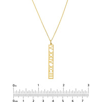 Olas d'Oro - 14K Yellow Gold 5mm Vertical Roman Numeral Pendant Necklace