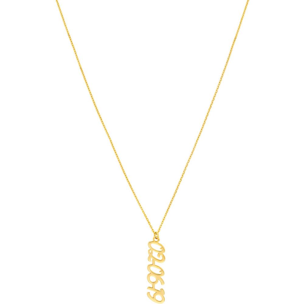 Olas d'Oro - 14K Yellow Gold 5mm Vertical Script Numeral Necklace with Lobster Clasp