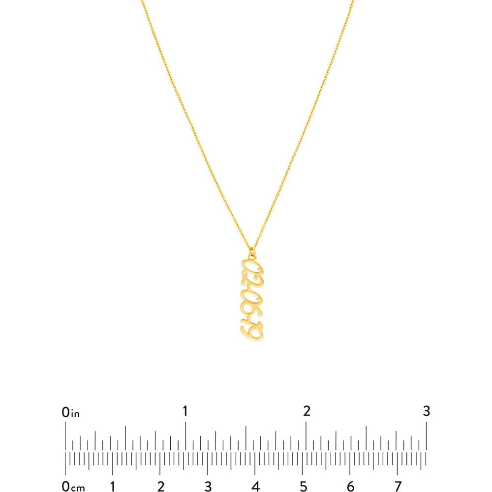 Olas d'Oro - 14K Yellow Gold 5mm Vertical Script Numeral Necklace with Lobster Clasp
