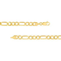 Olas d'Oro - 14K Yellow Gold 6.40mm Hollow Diamond-Cut Figaro Chain Bracelet - 8 Inches