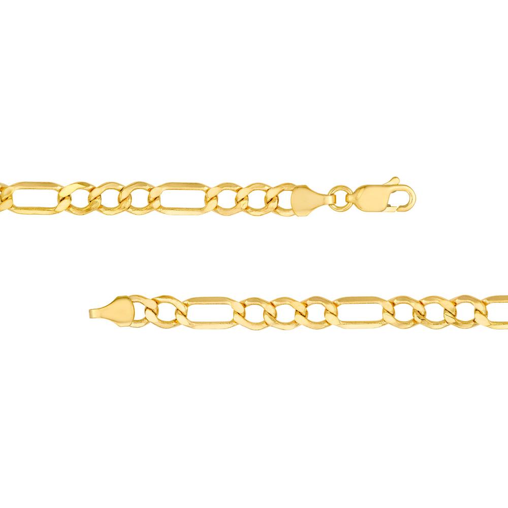 Olas d'Oro - 14K Yellow Gold 6.40mm Hollow Diamond-Cut Figaro Chain Necklace - 22 Inches