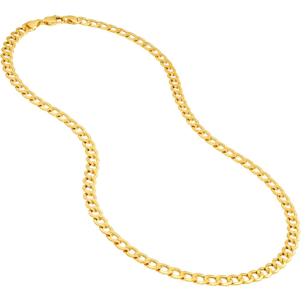 Olas d'Oro - 14K Yellow Gold 6.50mm Hollow Diamond-Cut Curb Chain Bracelet - 8.50" Length, 6.22 grams