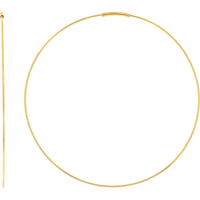 Olas d'Oro - 14K Yellow Gold 60mm Endless Wire Hoop Earrings - Lightweight and Sleek Design