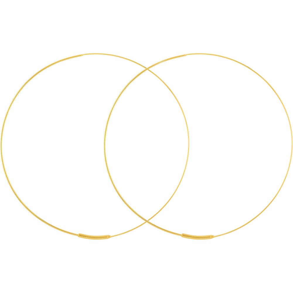 Olas d'Oro - 14K Yellow Gold 60mm Flat Wire Endless Hoop Earrings Lightweight, Elegant Design