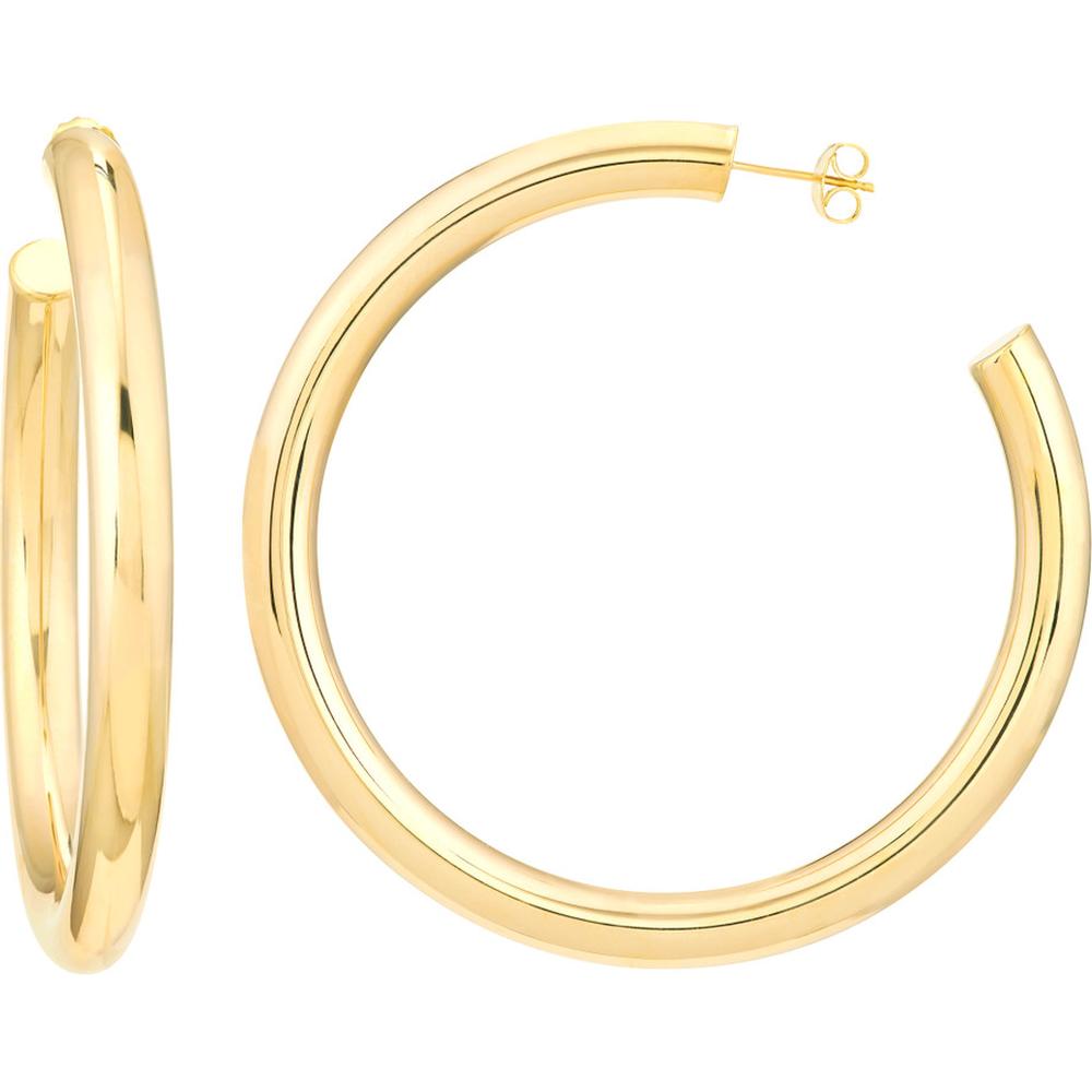 Olas d'Oro - 14K Yellow Gold 60mm Tube Hoop Earrings - 10.75 Grams Total Weight