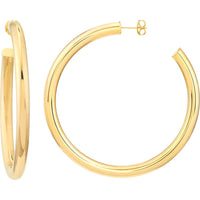 Olas d'Oro - 14K Yellow Gold 60mm Tube Hoop Earrings - 8.80 Grams Total Weight