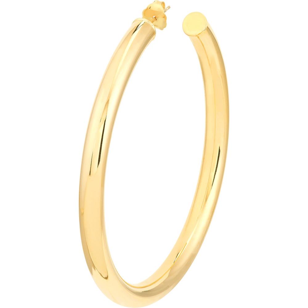 Olas d'Oro - 14K Yellow Gold 60mm Tube Hoop Earrings - 8.80 Grams Total Weight
