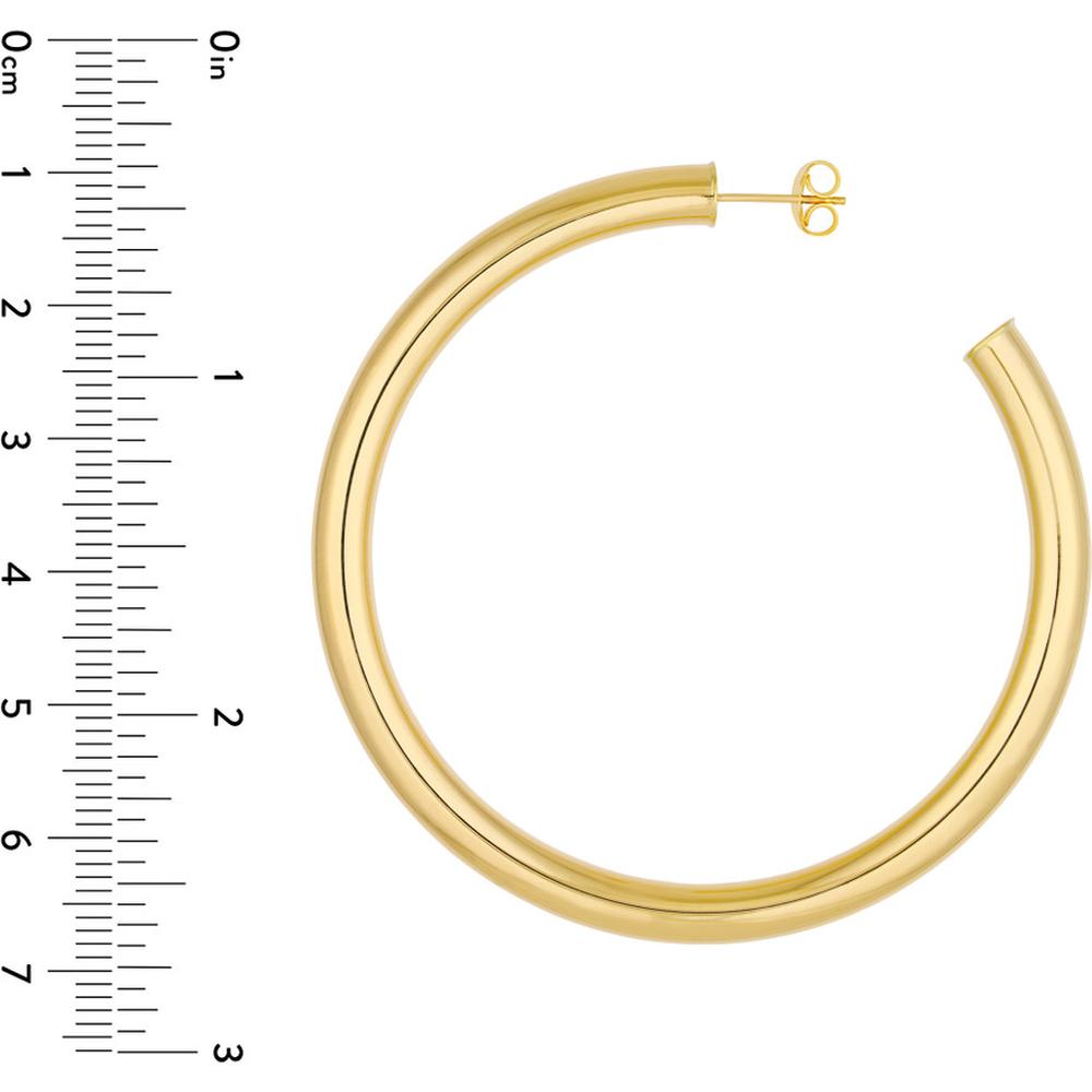 Olas d'Oro - 14K Yellow Gold 60mm Tube Hoop Earrings - 8.80 Grams Total Weight