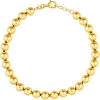 Olas d'Oro - 14K Yellow Gold 6mm Beaded Bracelet with Adjustable Pear Shape Lobster Clasp