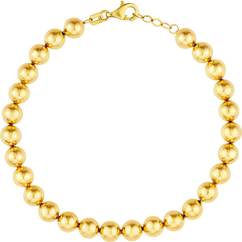 Olas d'Oro - 14K Yellow Gold 6mm Beaded Bracelet with Adjustable Pear Shape Lobster Clasp