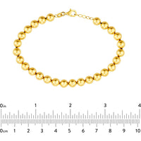 Olas d'Oro - 14K Yellow Gold 6mm Beaded Bracelet with Adjustable Pear Shape Lobster Clasp