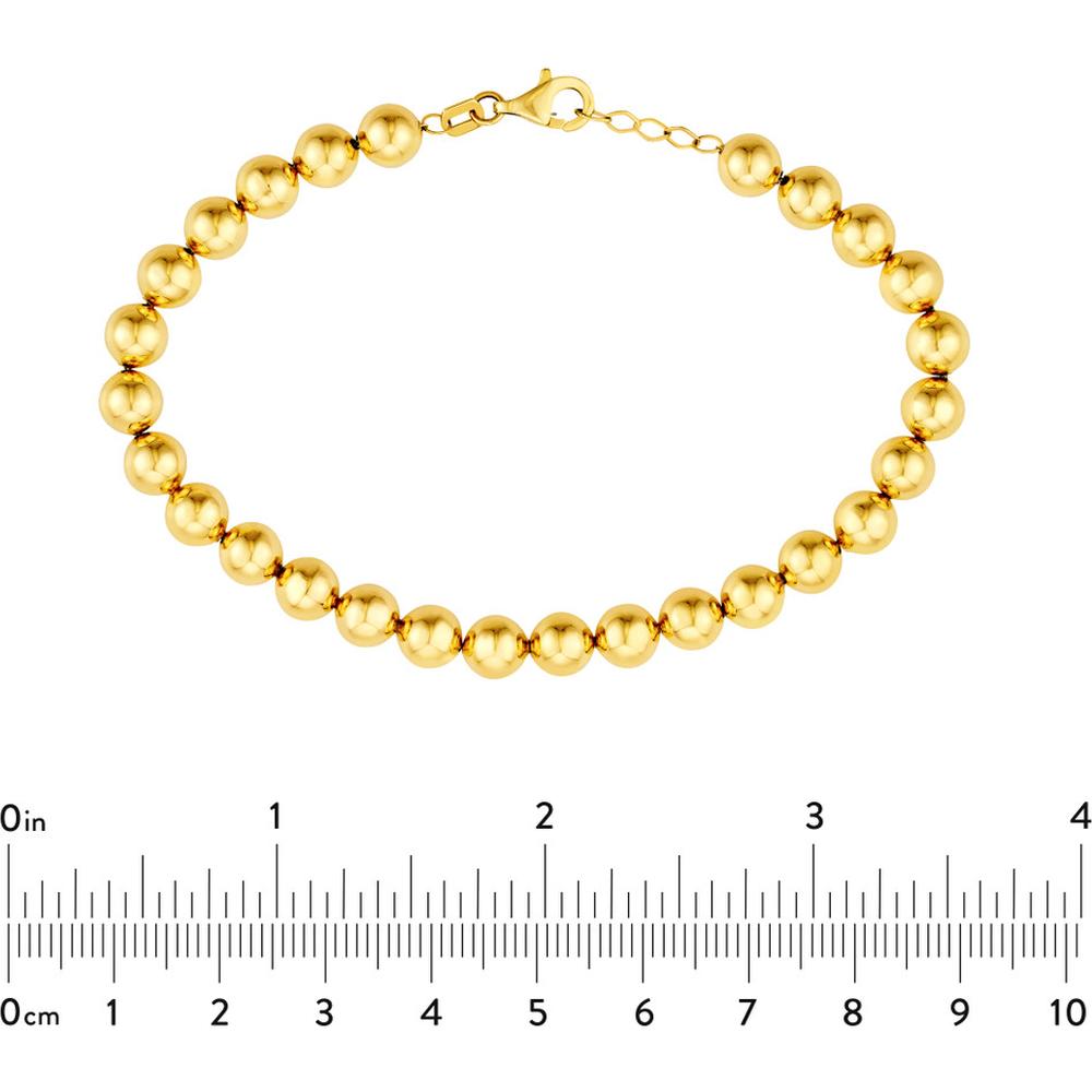 Olas d'Oro - 14K Yellow Gold 6mm Beaded Bracelet with Adjustable Pear Shape Lobster Clasp