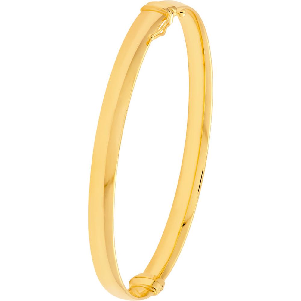 Olas d'Oro - 14K Yellow Gold 6mm Flat Oval Tube Bangle - 5.40 Grams