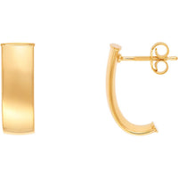 Olas d'Oro - 14K Yellow Gold 6mm Flat Oval Tube J Hoop Earrings