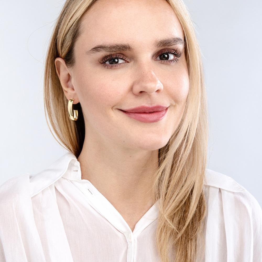 Olas d'Oro - 14K Yellow Gold 6mm Half Open Hoop Earrings - 2.30 Grams Total Weight