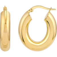 Olas d'Oro - 14K Yellow Gold 6mm Polished Oval Hoop Earrings