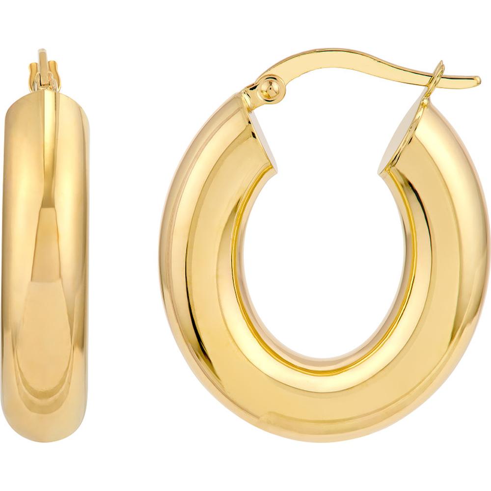 Olas d'Oro - 14K Yellow Gold 6mm Polished Oval Hoop Earrings