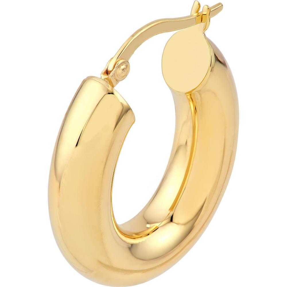 Olas d'Oro - 14K Yellow Gold 6mm Polished Oval Hoop Earrings
