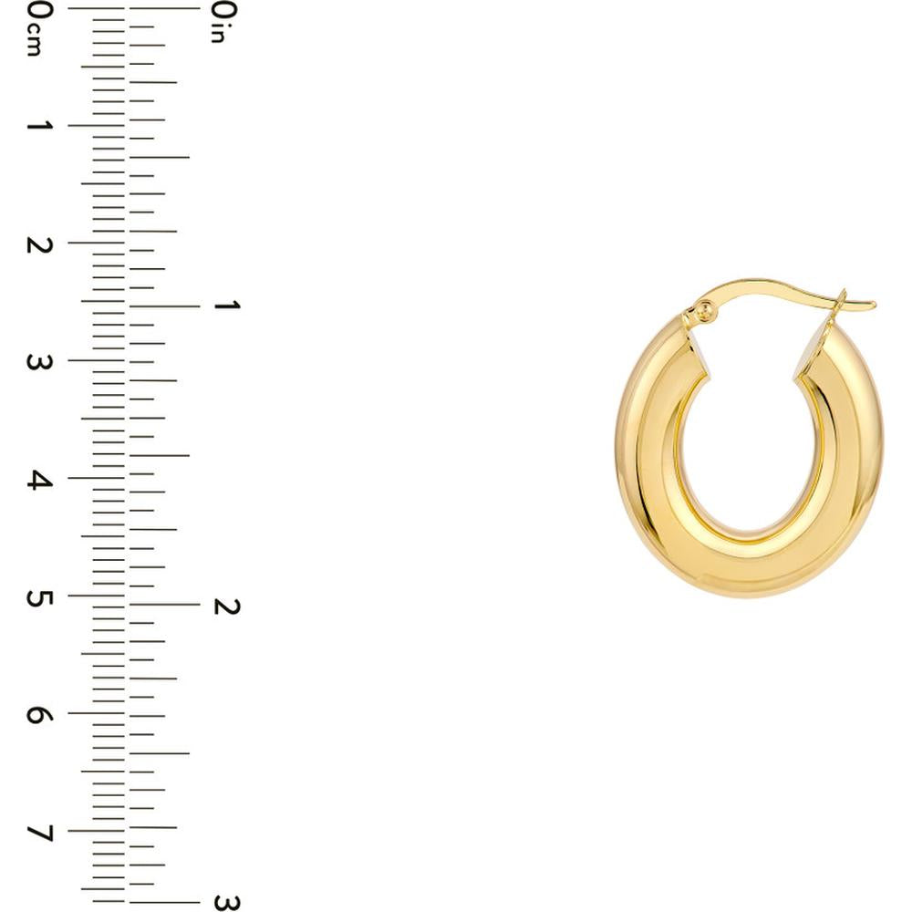 Olas d'Oro - 14K Yellow Gold 6mm Polished Oval Hoop Earrings