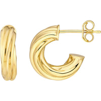 Olas d'Oro - 14K Yellow Gold 6mm Twisted Open Hoop Earrings - 1.60 Grams