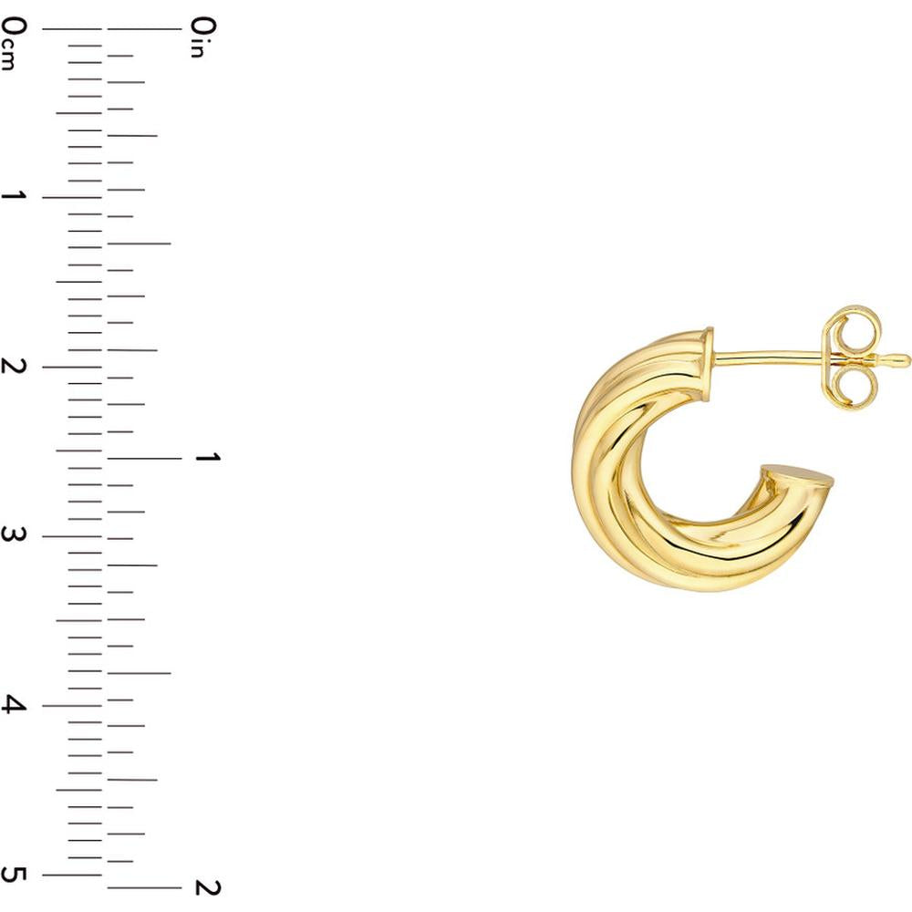 Olas d'Oro - 14K Yellow Gold 6mm Twisted Open Hoop Earrings - 1.60 Grams