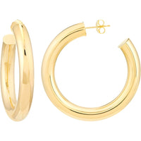 Olas d'Oro - 14K Yellow Gold 6mm x 40mm Tube Hoop Earrings - 6.75 Grams Total Weight