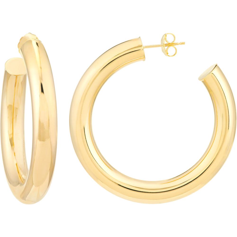 Olas d'Oro - 14K Yellow Gold 6mm x 40mm Tube Hoop Earrings - 6.75 Grams Total Weight