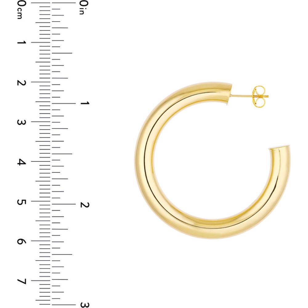 Olas d'Oro - 14K Yellow Gold 6mm x 40mm Tube Hoop Earrings - 6.75 Grams Total Weight