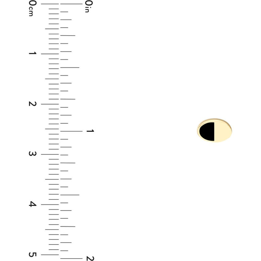 Olas d'Oro - 14K Yellow Gold 6mm x 4mm Black Enamel and High Polished Oval Stud Earrings