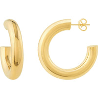 Olas d'Oro - 14K Yellow Gold 6x30mm Polished Open Hoop Earrings