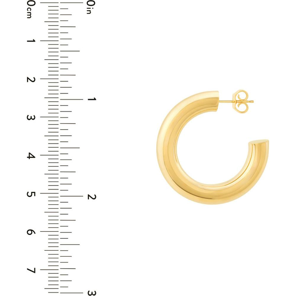 Olas d'Oro - 14K Yellow Gold 6x30mm Polished Open Hoop Earrings