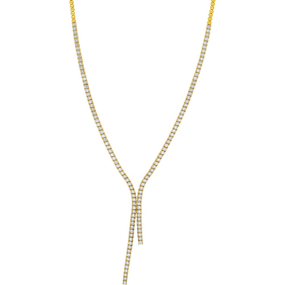 Olas d'Oro - 14K Yellow Gold 7-1/2 Carat Total Diamond Lariat Necklace
