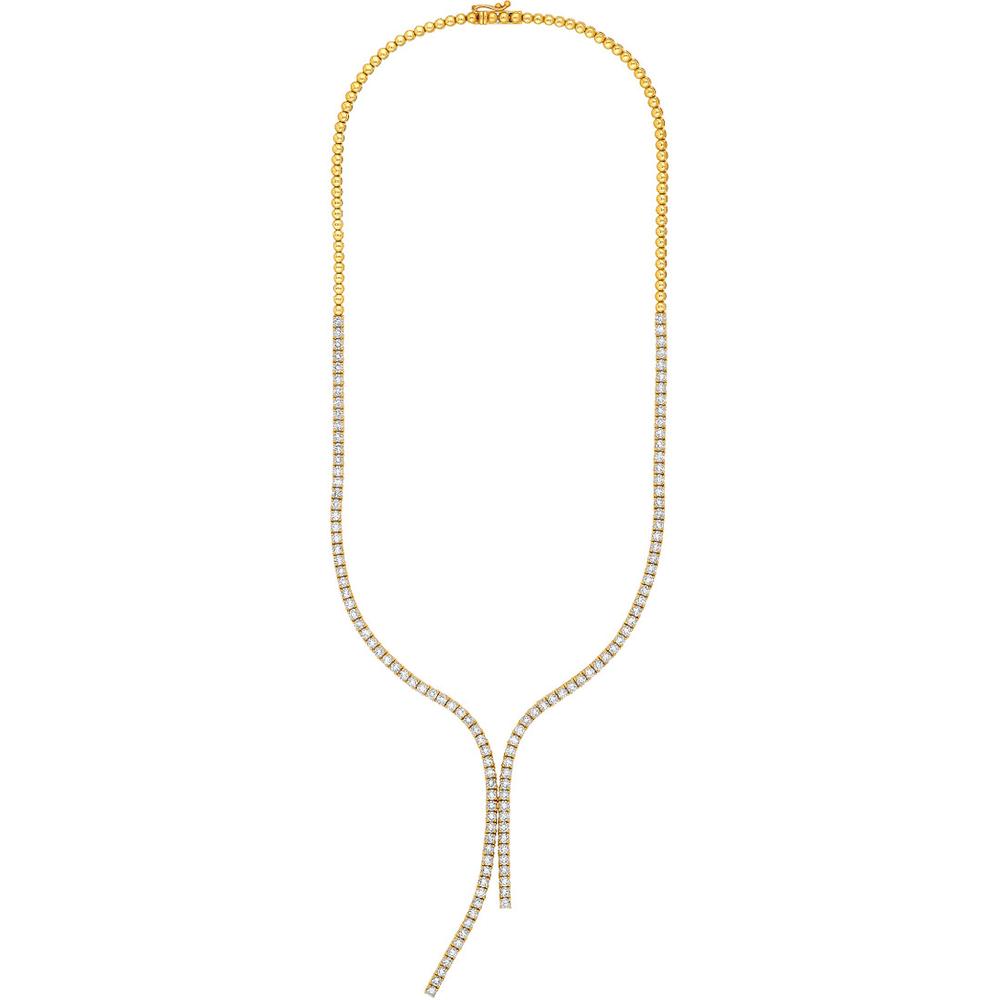 Olas d'Oro - 14K Yellow Gold 7-1/2 Carat Total Diamond Lariat Necklace