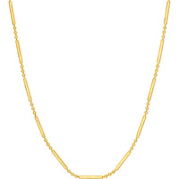 Olas d'Oro - 14K Yellow Gold 7.5" Diamond-Cut 3+1 Bead and Bar Chain Bracelet