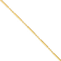 Olas d'Oro - 14K Yellow Gold 7.5" Diamond-Cut 3+1 Bead and Bar Chain Bracelet