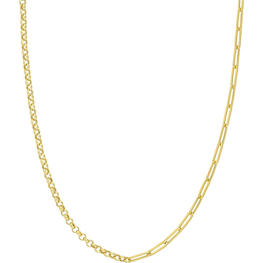 Olas d'Oro - 14K Yellow Gold 7.50" Paper Clip + Rolo Chain Bracelet - 2.61 Grams
