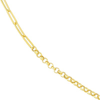 Olas d'Oro - 14K Yellow Gold 7.50" Paper Clip + Rolo Chain Bracelet - 2.61 Grams