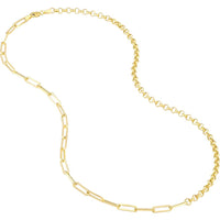 Olas d'Oro - 14K Yellow Gold 7.50" Paper Clip + Rolo Chain Bracelet - 2.61 Grams